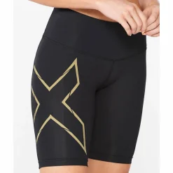 2XU Women's Light Speed Mid-Rise Compression Shorts Black/Gold